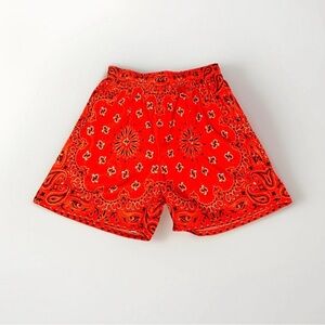 ASYLUM CO. RED PAISLEY BANDANA SATIN MESH SHORTS